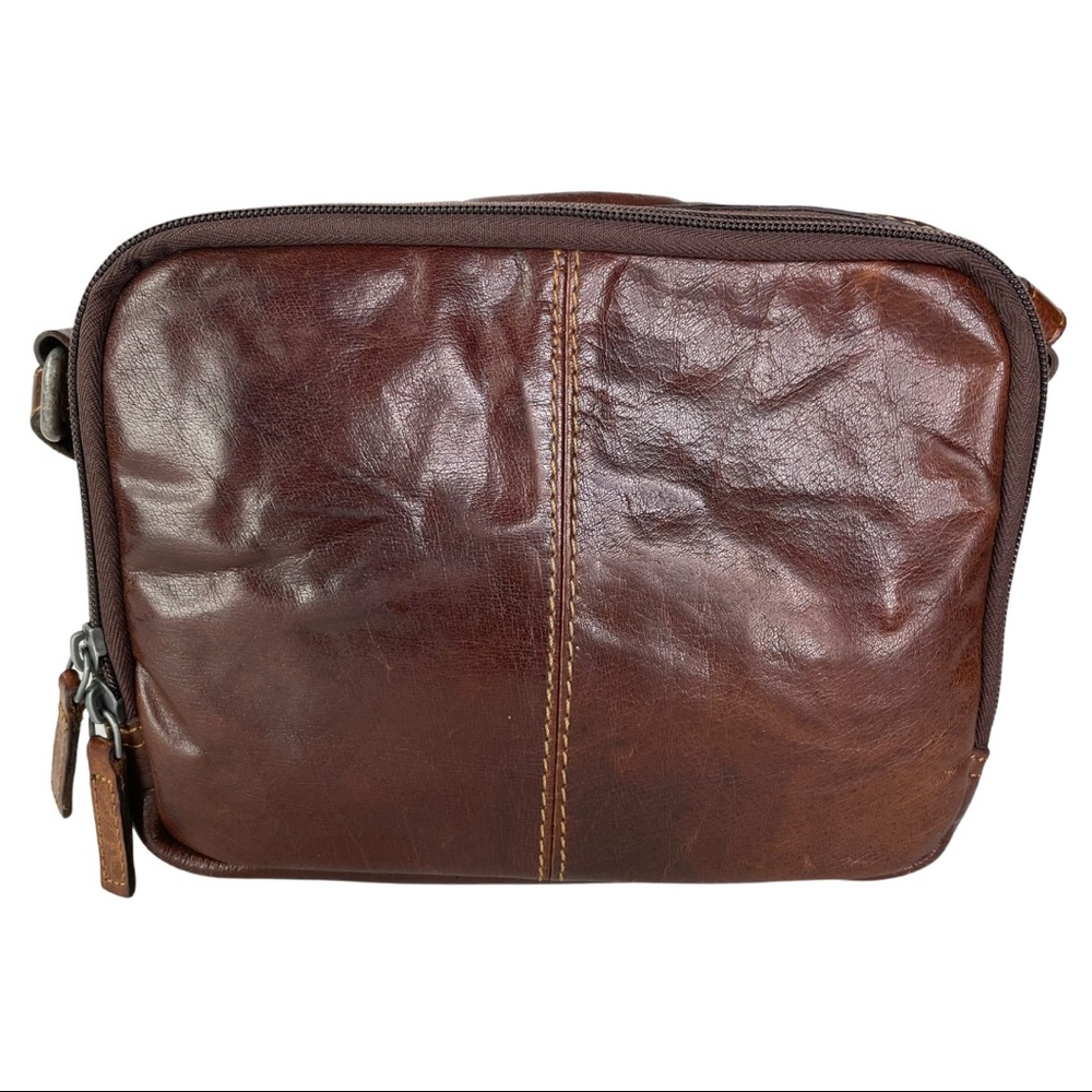 SOLD Jack Georges Voyager Dual Zip Crossbody Brown - Picture 5 of 14